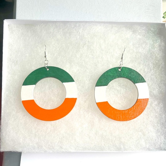 Irish Flag Hoop Earrings - Picture 1 of 7